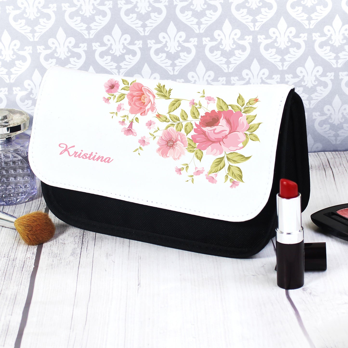 Personalised Pretty Rose Make Up Bag - MK&JD Gifts
