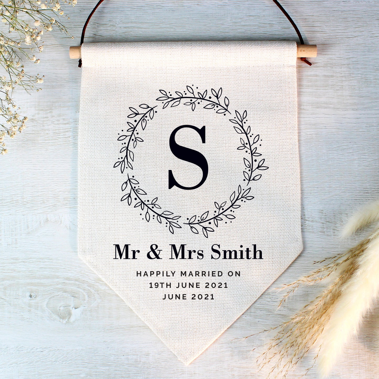 Personalised Floral Leaf Hanging Banner - MK&JD Gifts