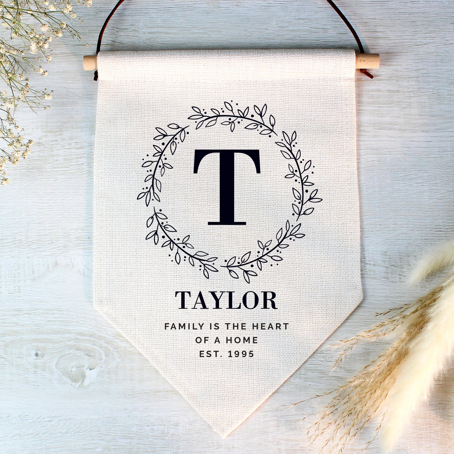 Personalised Floral Leaf Hanging Banner - MK&JD Gifts