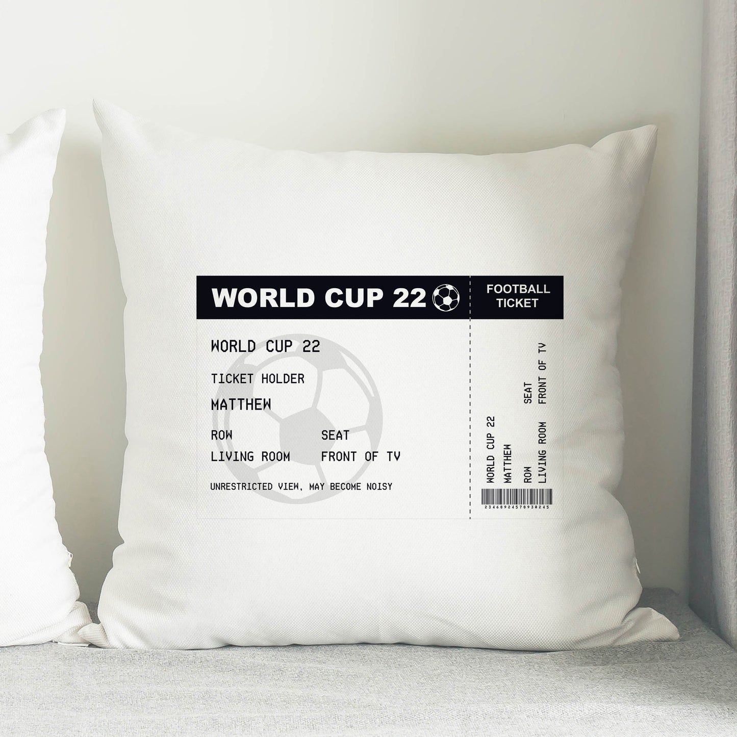 Personalised Football Ticket Cushion - MK&JD Gifts