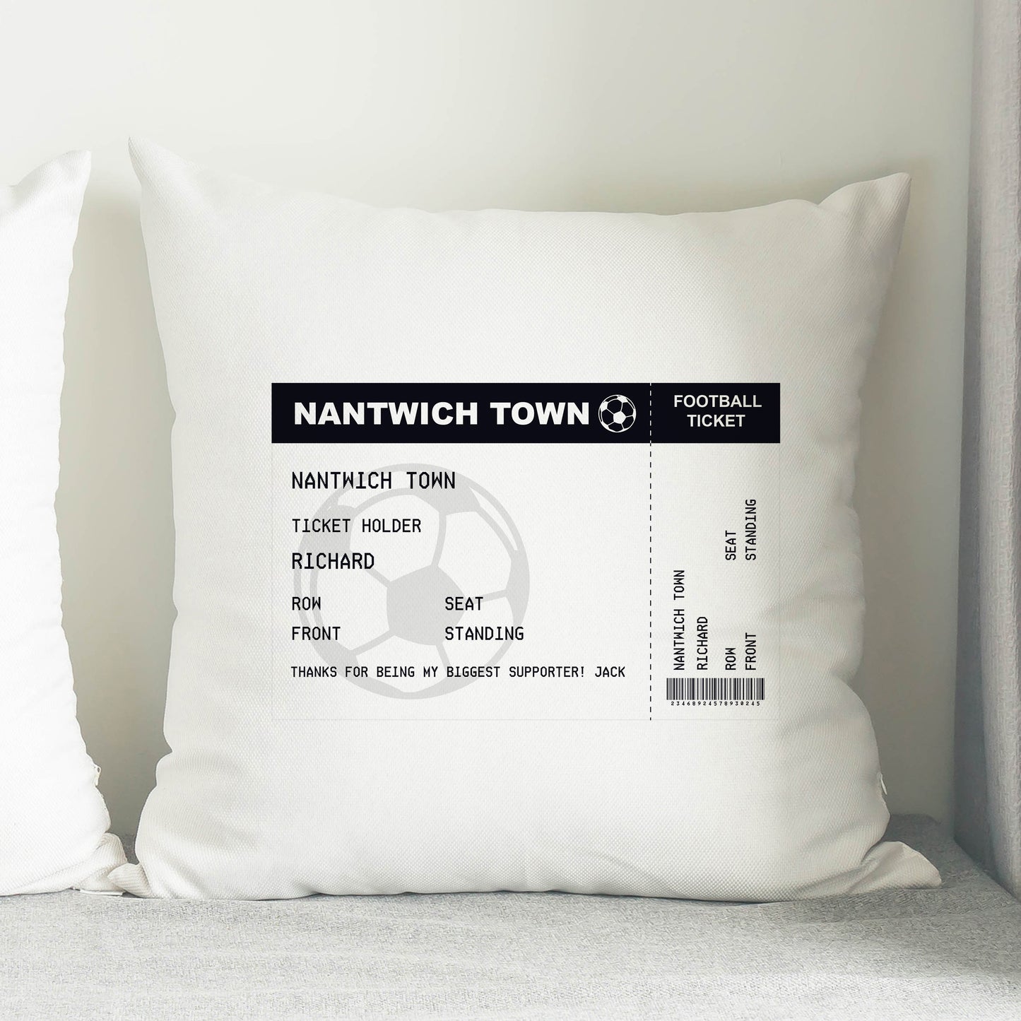Personalised Football Ticket Cushion - MK&JD Gifts