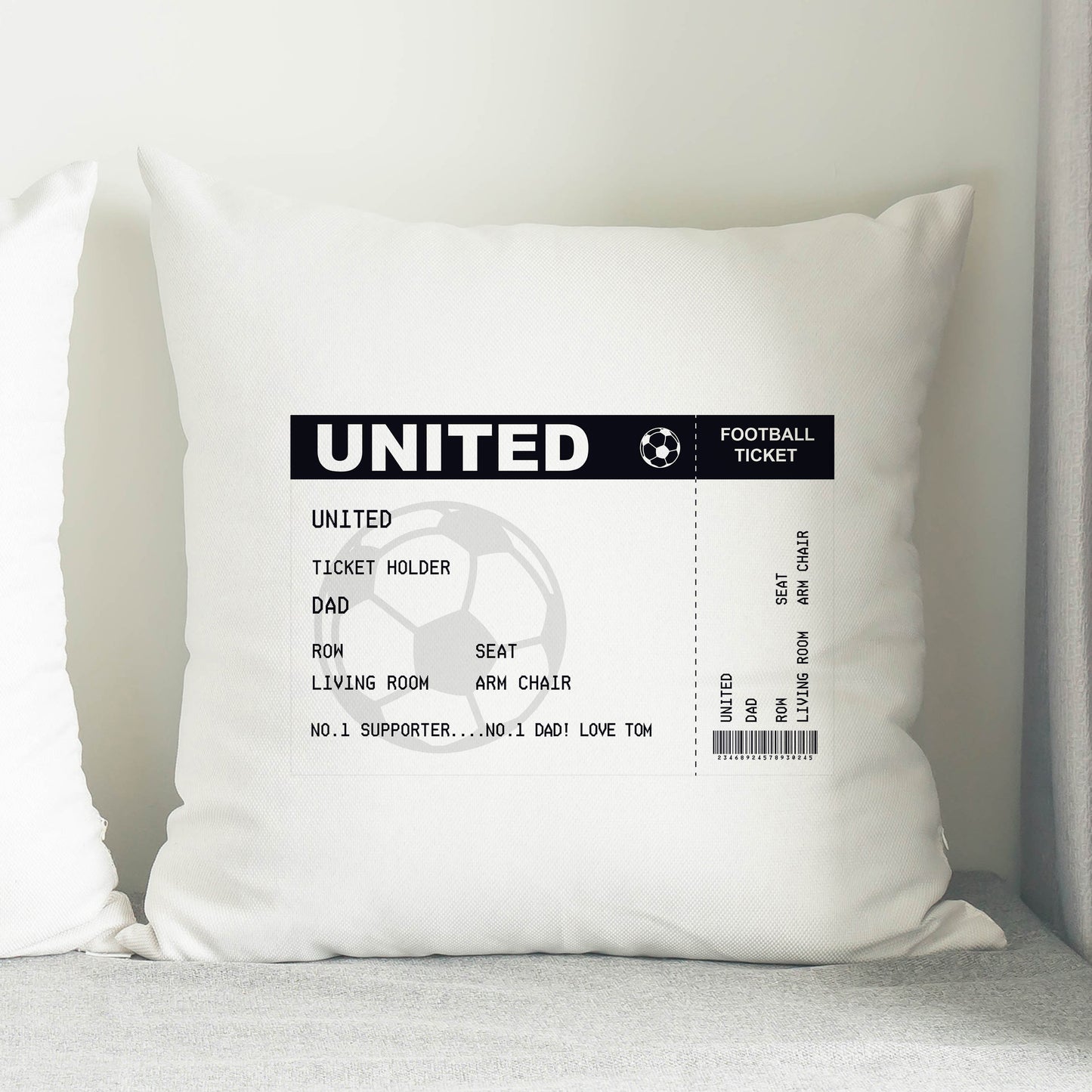 Personalised Football Ticket Cushion - MK&JD Gifts