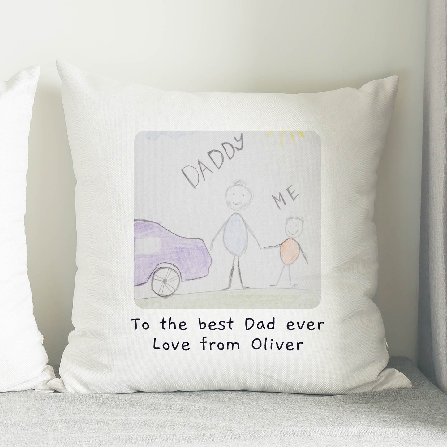 Personalised Childrens Drawing Photo Upload Cushion - MK&JD Gifts