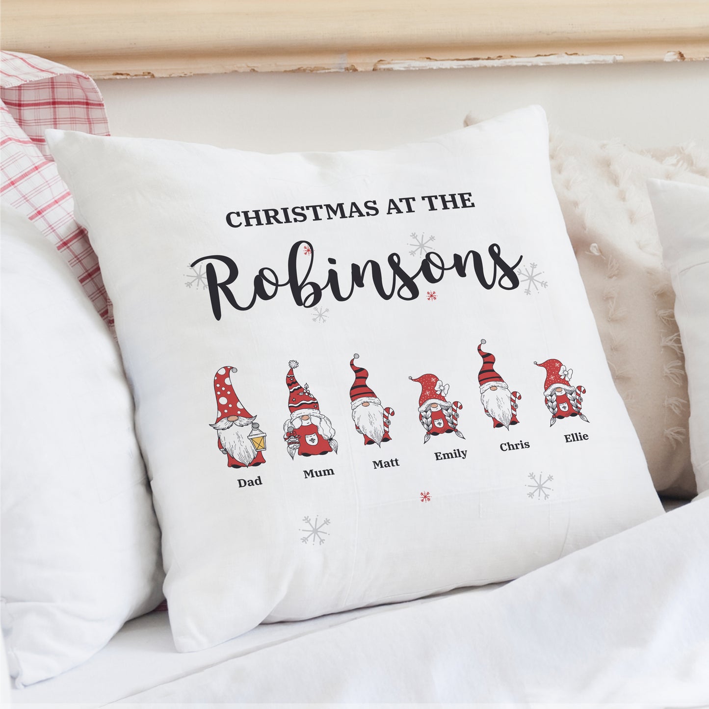Personalised Gonk Family Christmas Cushion - MK&JD Gifts