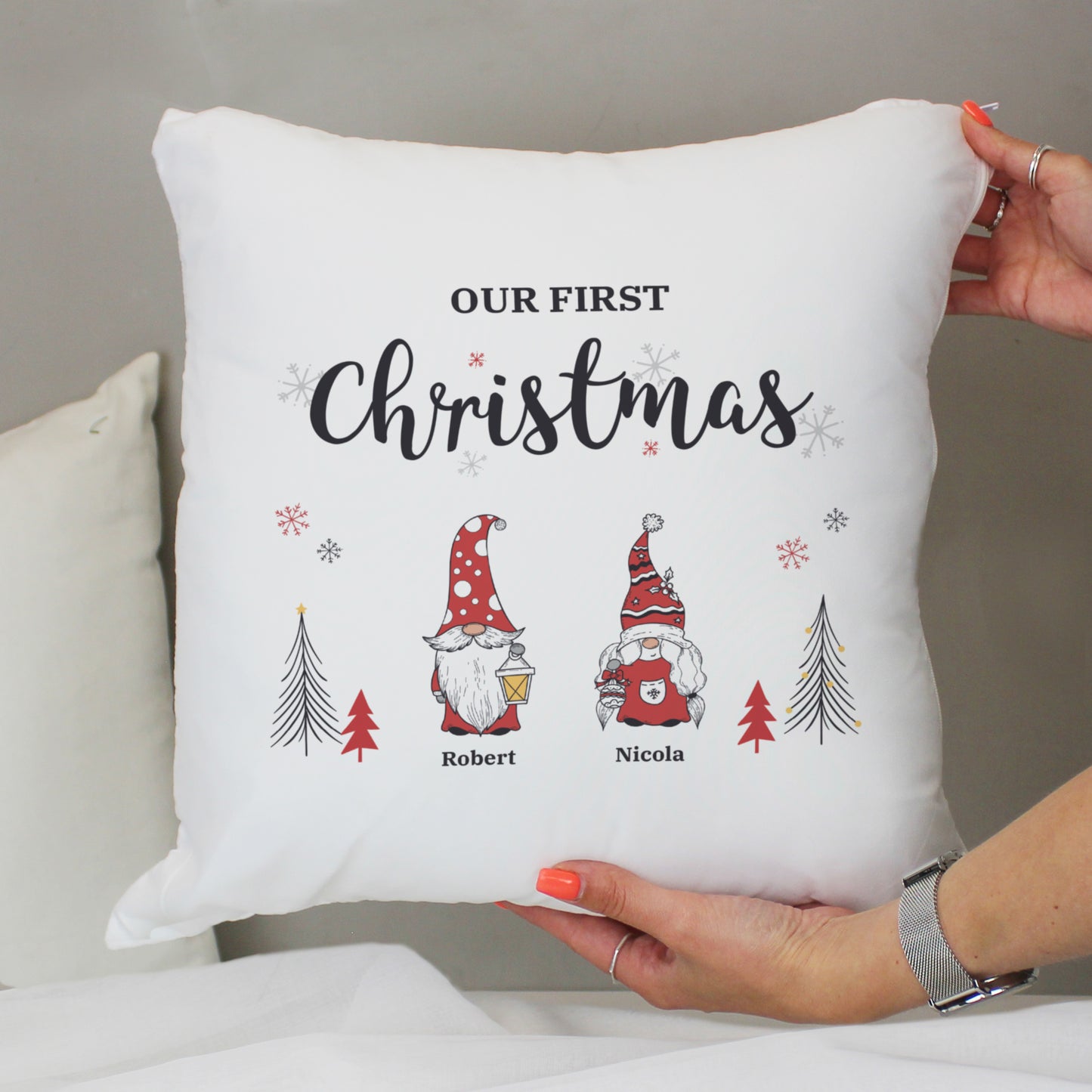 Personalised Gonk Family Christmas Cushion - MK&JD Gifts