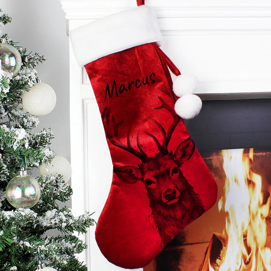 Personalised Stag Red Stocking - MK&JD Gifts