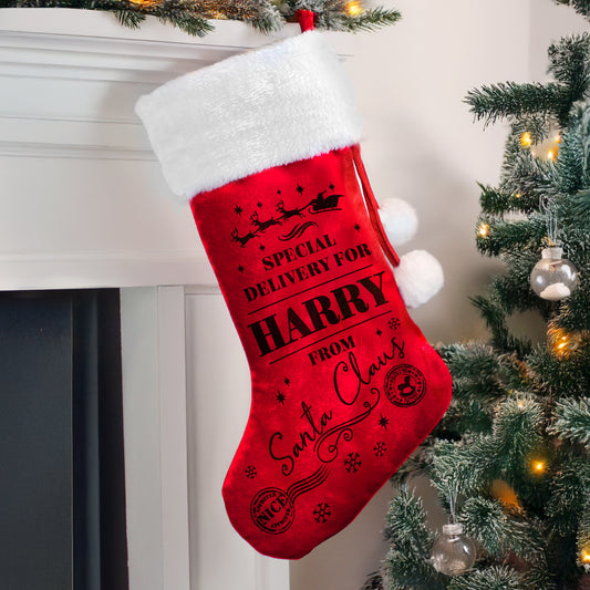 Personalised Special Delivery Red Stocking - MK&JD Gifts