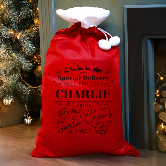 Personalised Special Delivery Red Sack - MK&JD Gifts
