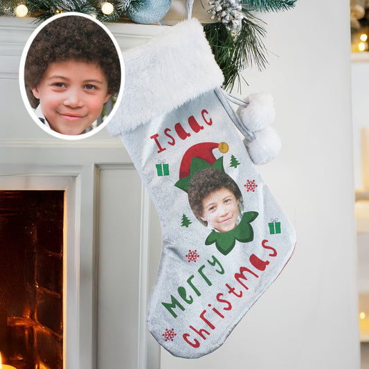 Personalised Photo Upload Elf Christmas Stocking - MK&JD Gifts