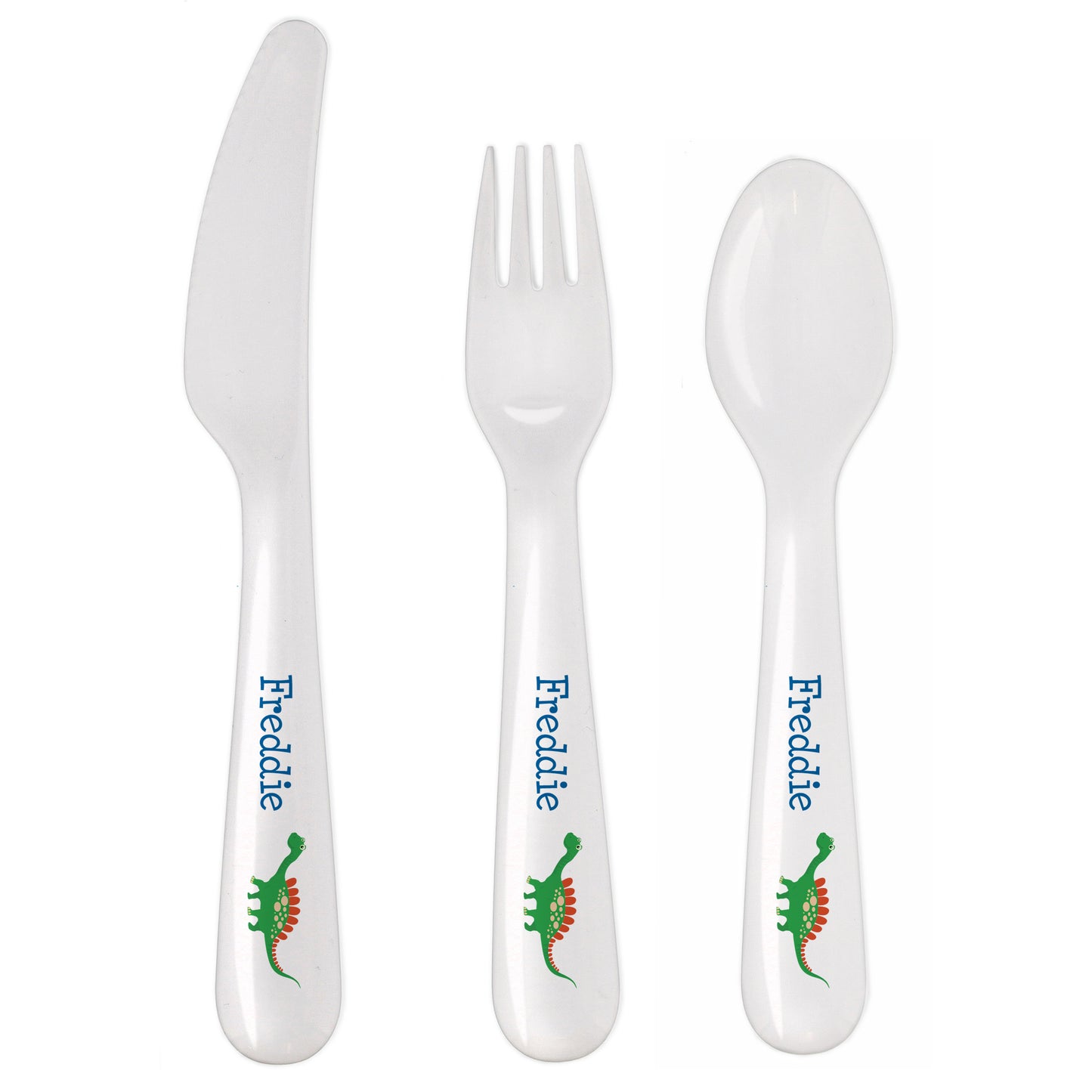 Personalised Dinosaur 3 Piece Plastic Cutlery Set - MK&JD Gifts