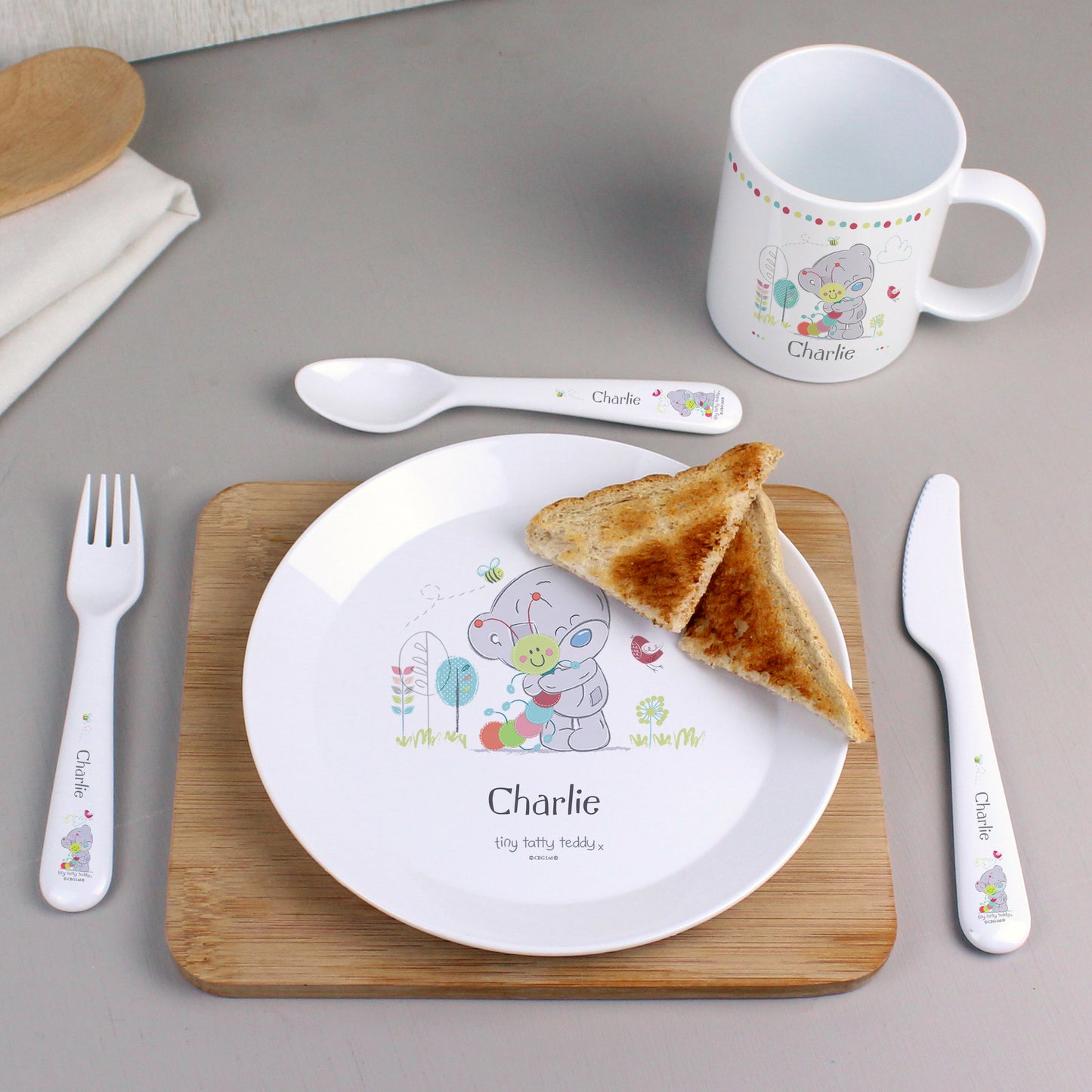 Personalised Tiny Tatty Teddy Cuddle Bug Plastic Plate - MK&JD Gifts
