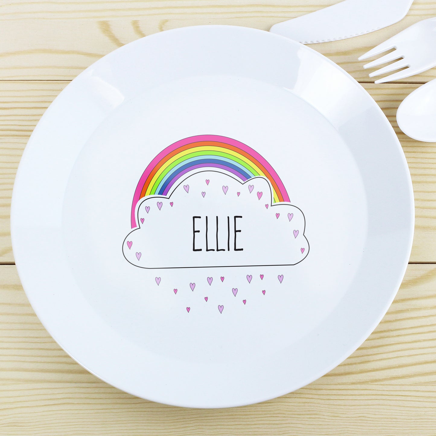 Personalised Rainbow Plastic Plate - MK&JD Gifts