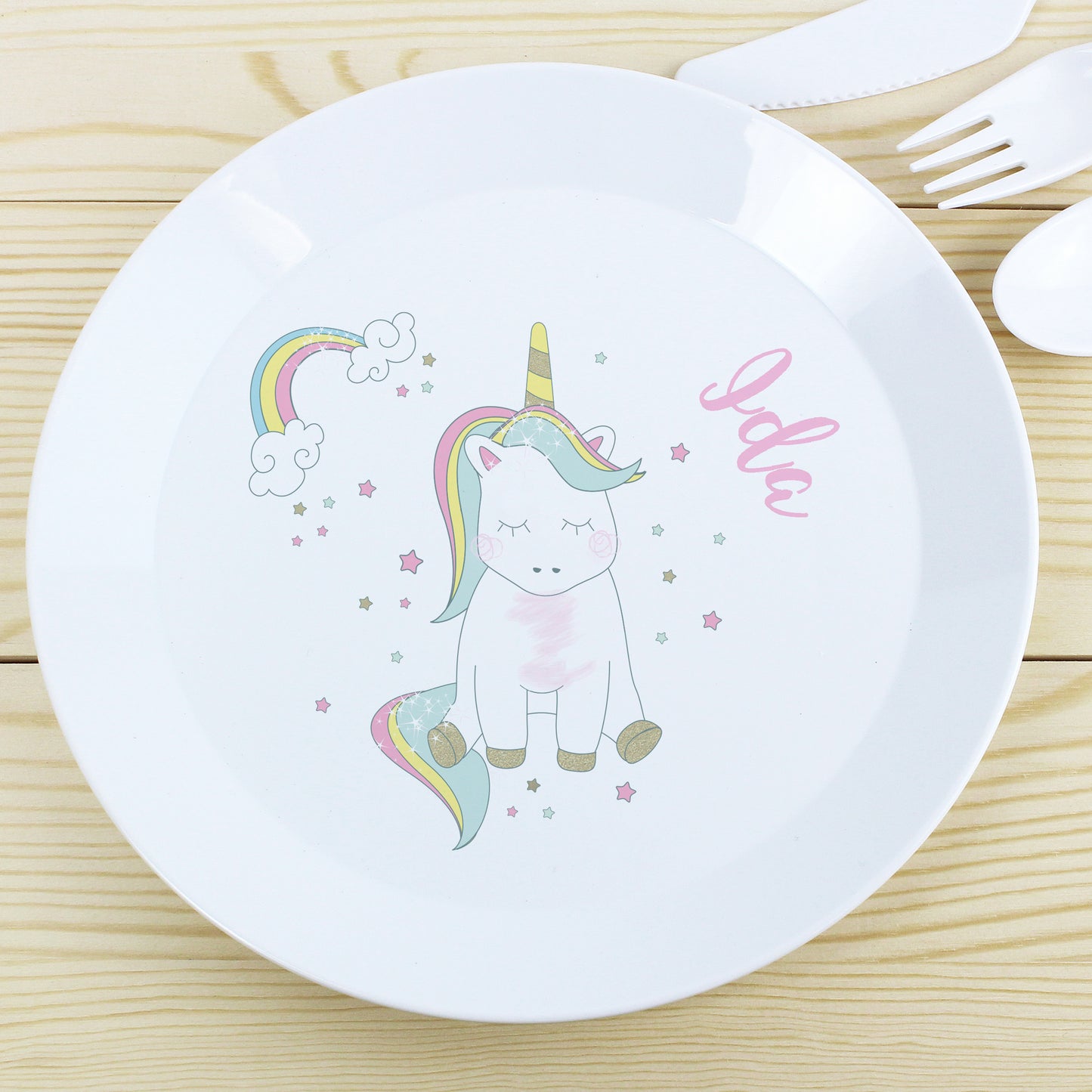 Personalised Baby Unicorn Plastic Plate - MK&JD Gifts