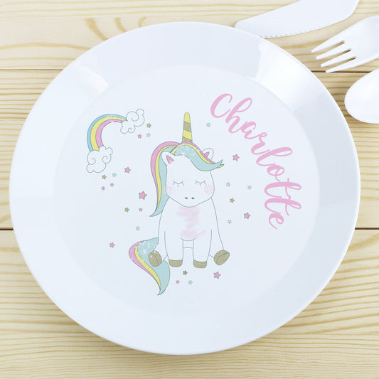Personalised Baby Unicorn Plastic Plate - MK&JD Gifts