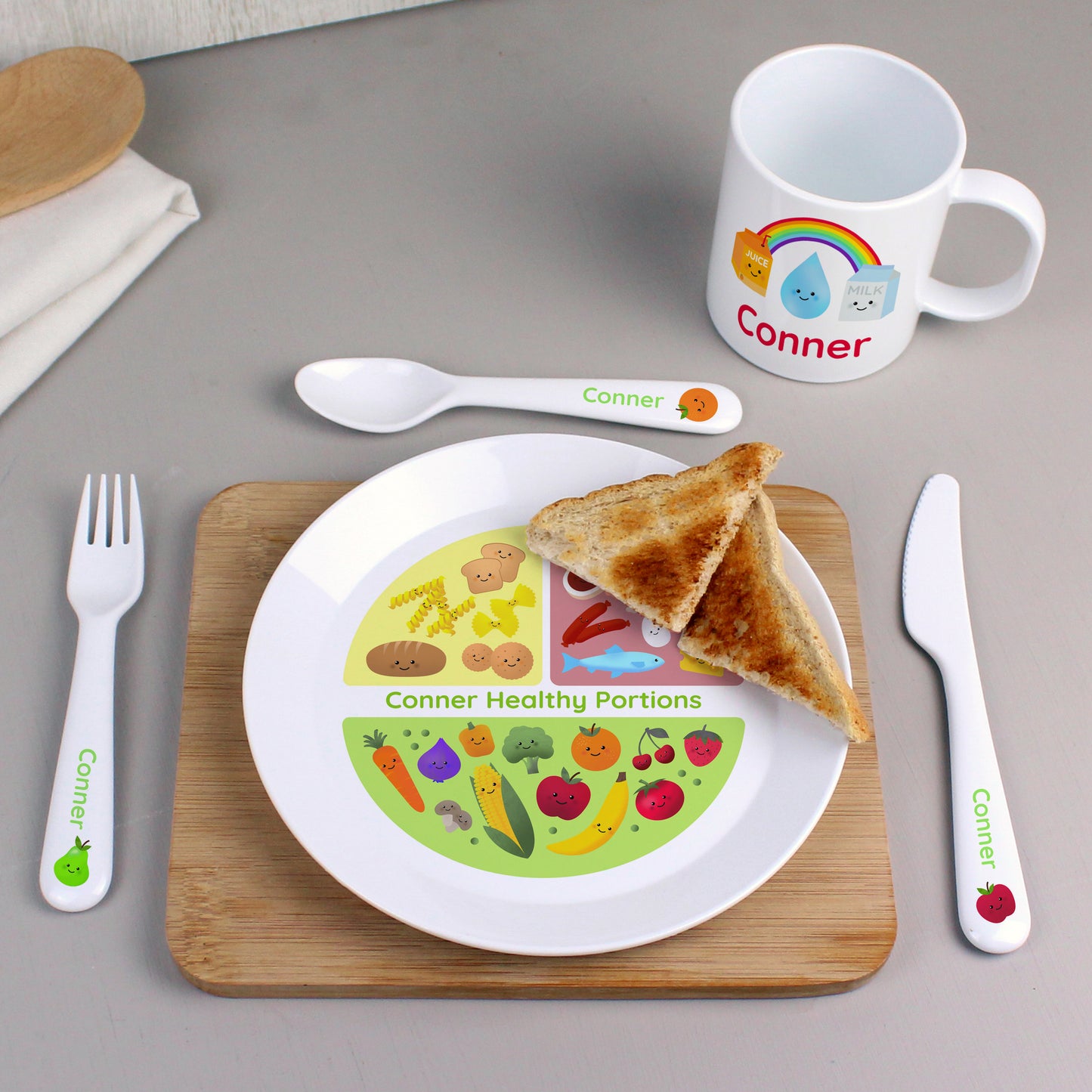 Personalised Healthy Eating Plastic Cutlery - MK&JD Gifts