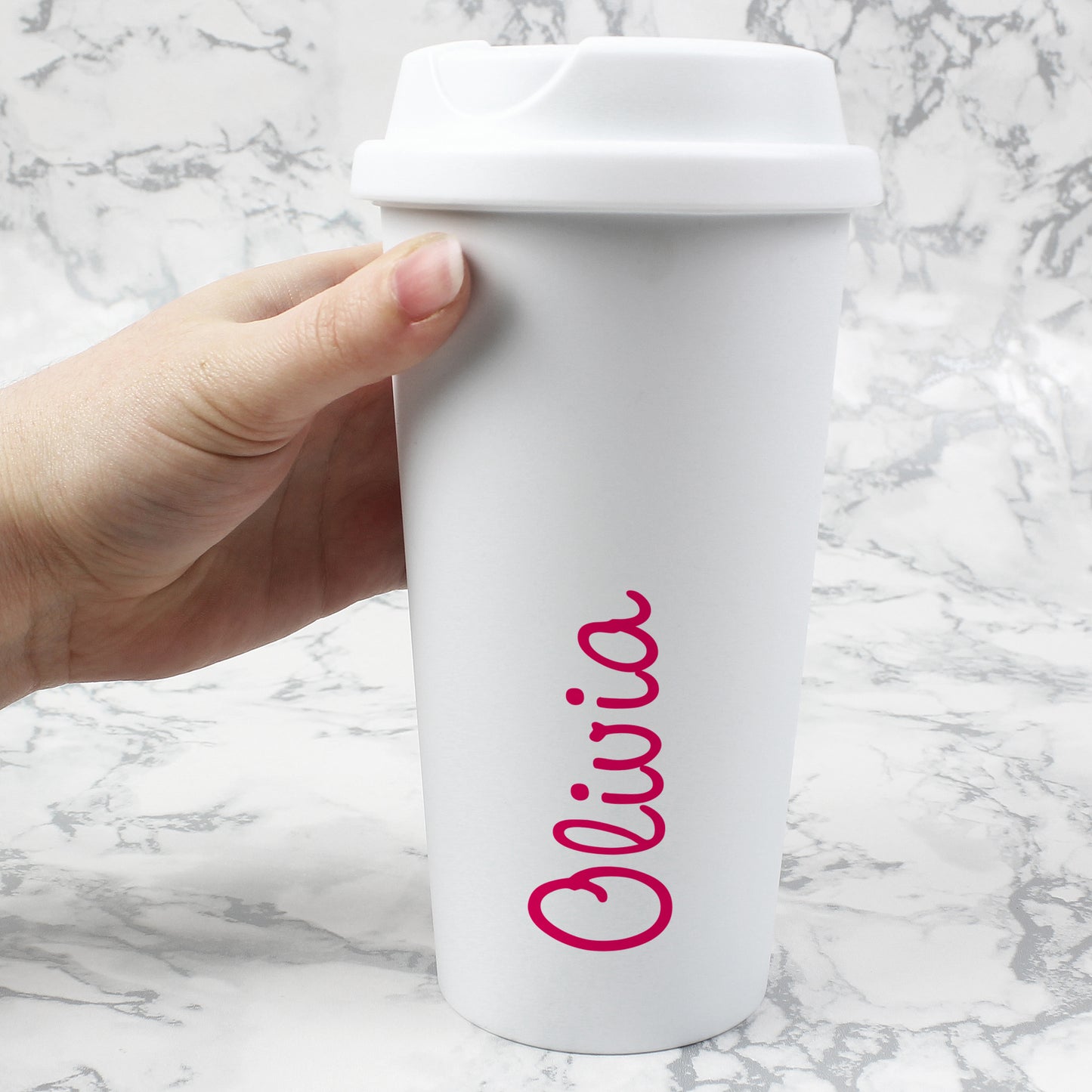 Personalised Pink Name Insulated Reusable Eco Travel Cup - MK&JD Gifts