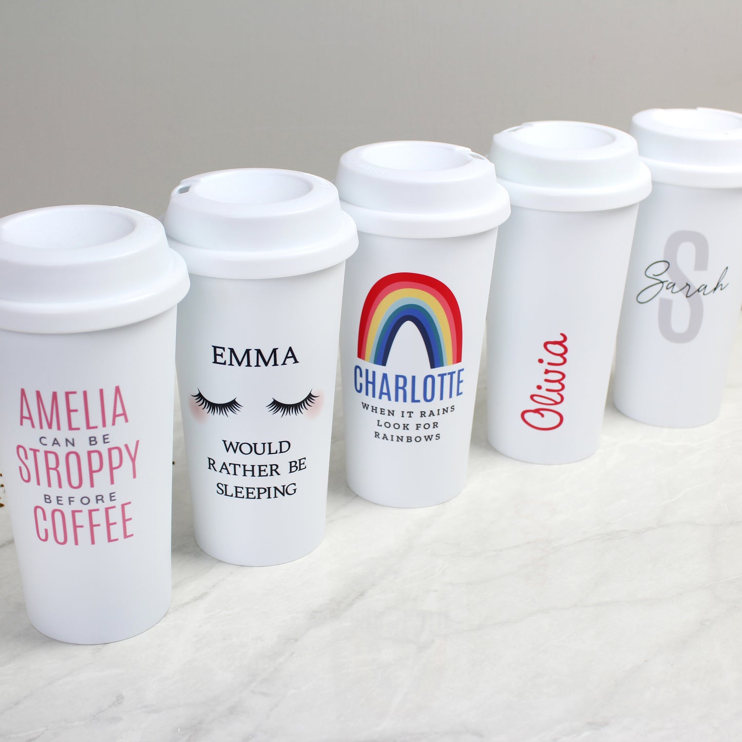 Personalised Pink Name Insulated Reusable Eco Travel Cup - MK&JD Gifts