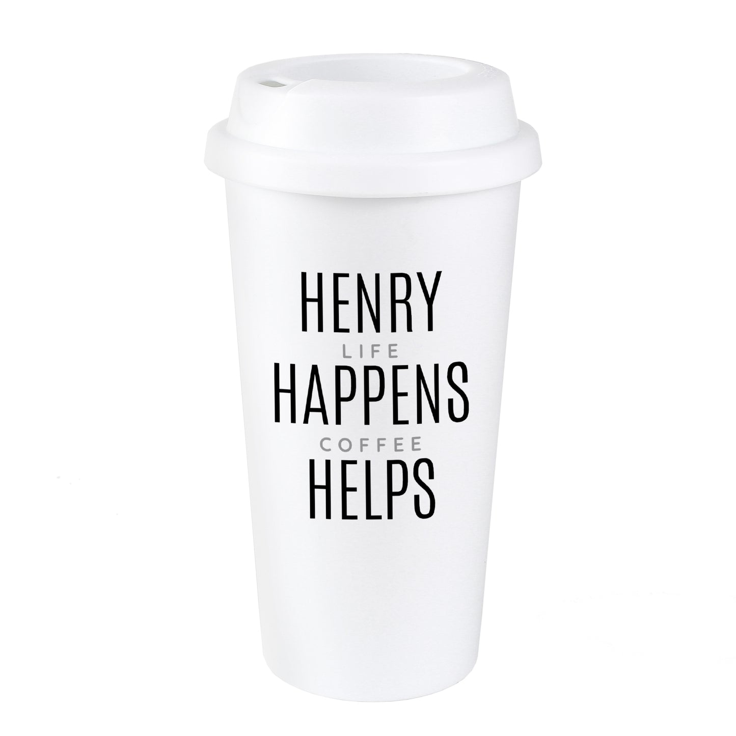Personalised Black Text Slogan Insulated Reusable Eco Travel Cup - MK&JD Gifts
