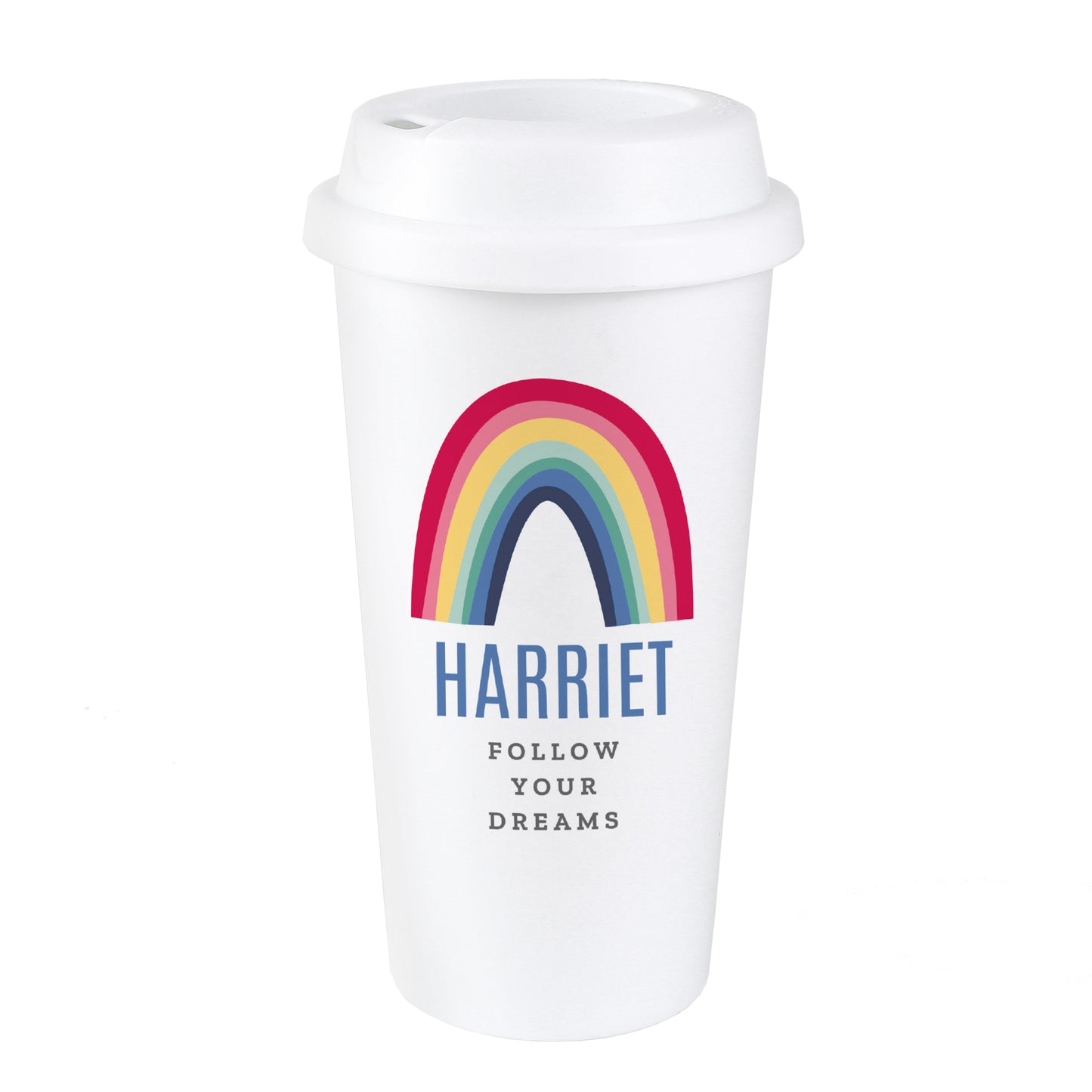 Personalised Rainbow Insulated Reusable Eco Travel Cup - MK&JD Gifts