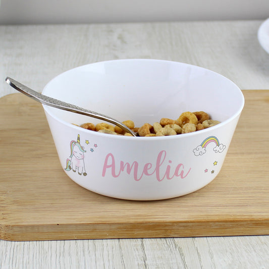 Personalised Baby Unicorn Plastic Bowl - MK&JD Gifts