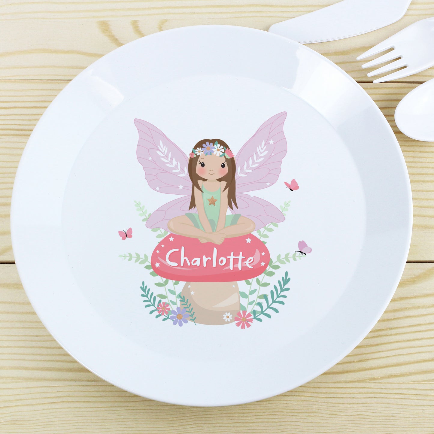 Personalised Toadstool Fairy Plastic Plate - MK&JD Gifts