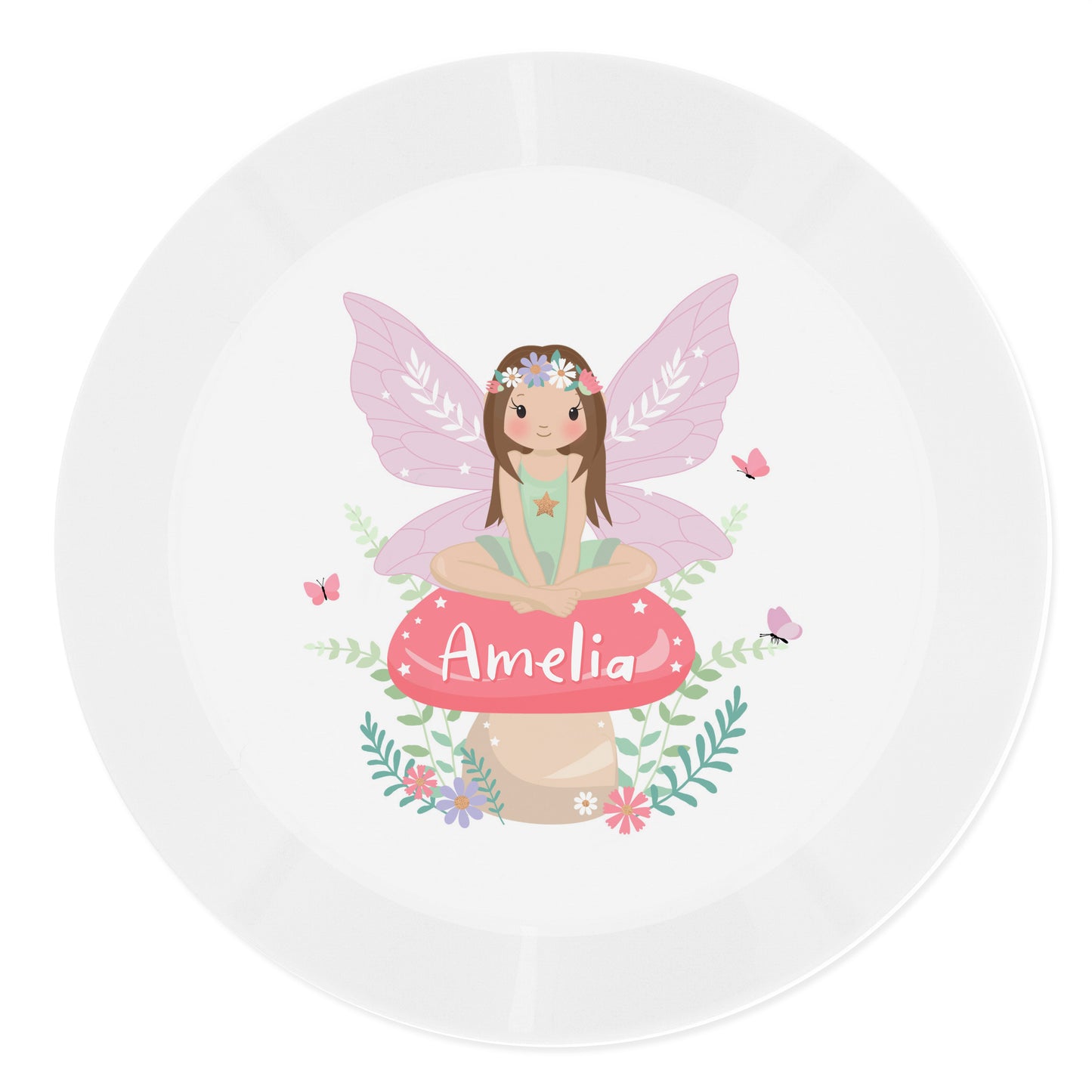 Personalised Toadstool Fairy Plastic Plate - MK&JD Gifts