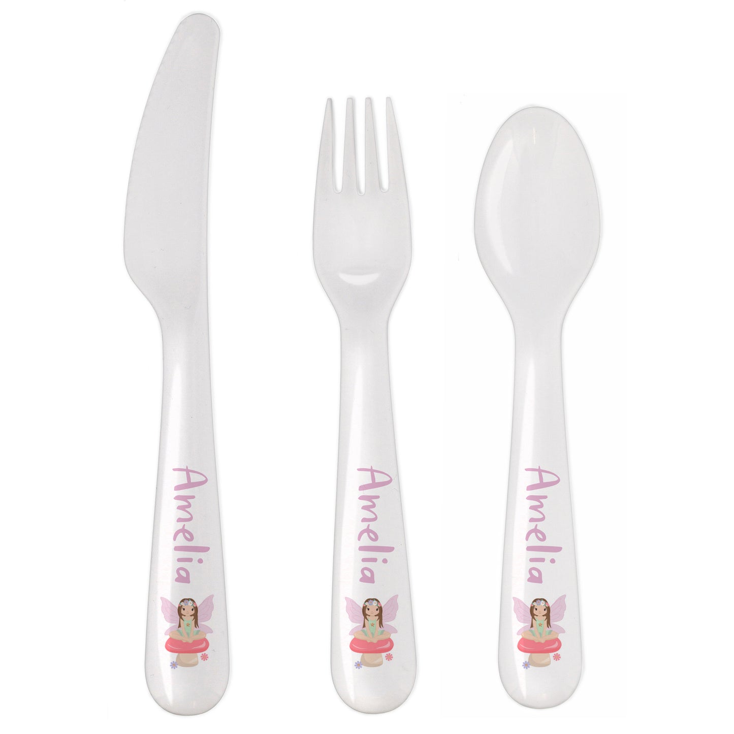 Personalised Toadstool Fairy Plastic Cutlery - MK&JD Gifts