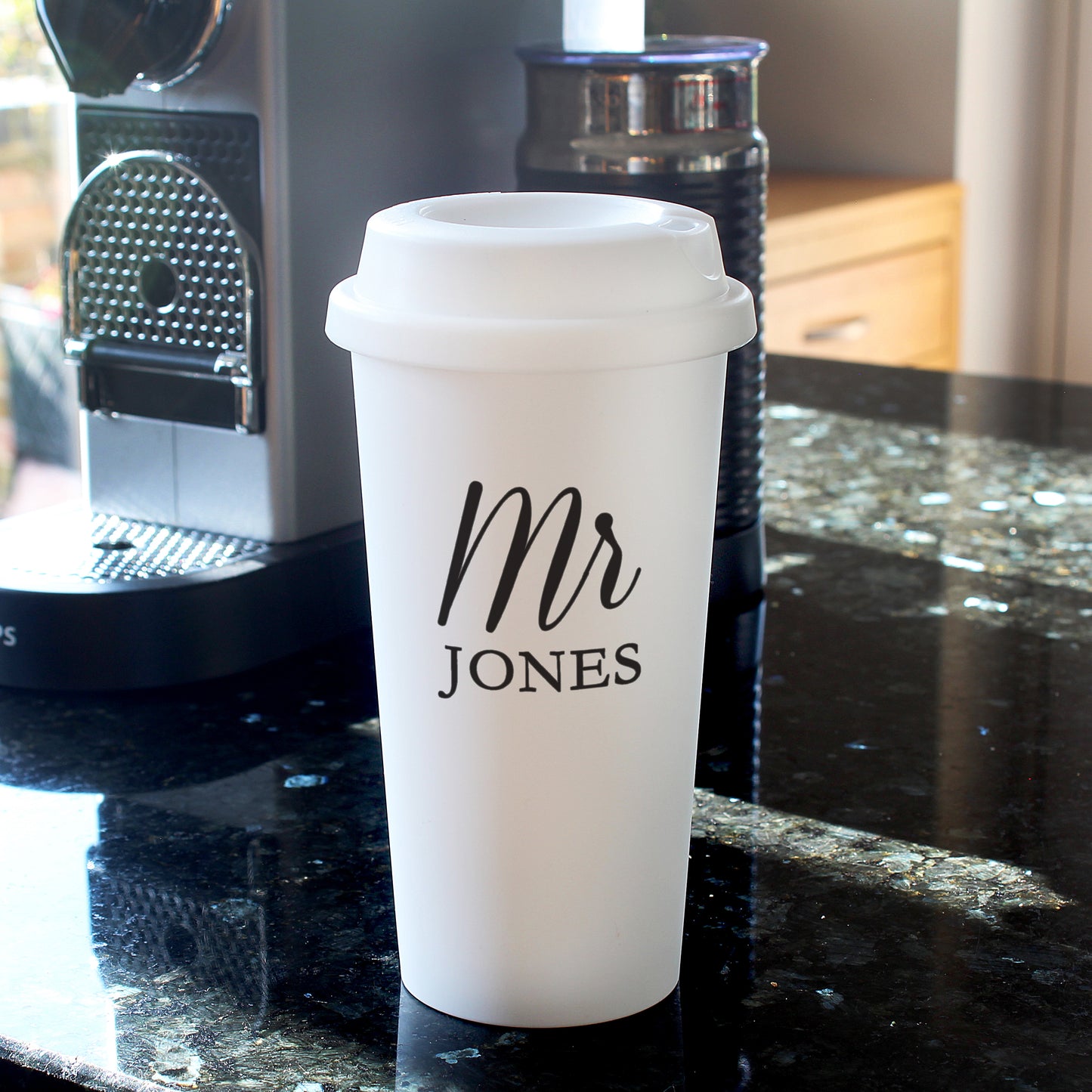 Personalised Free Text Insulated Reusable Eco Travel Cup - MK&JD Gifts
