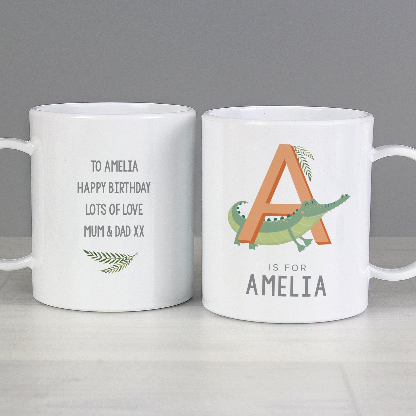 Personalised Animal Alphabet Plastic Mug - MK&JD Gifts