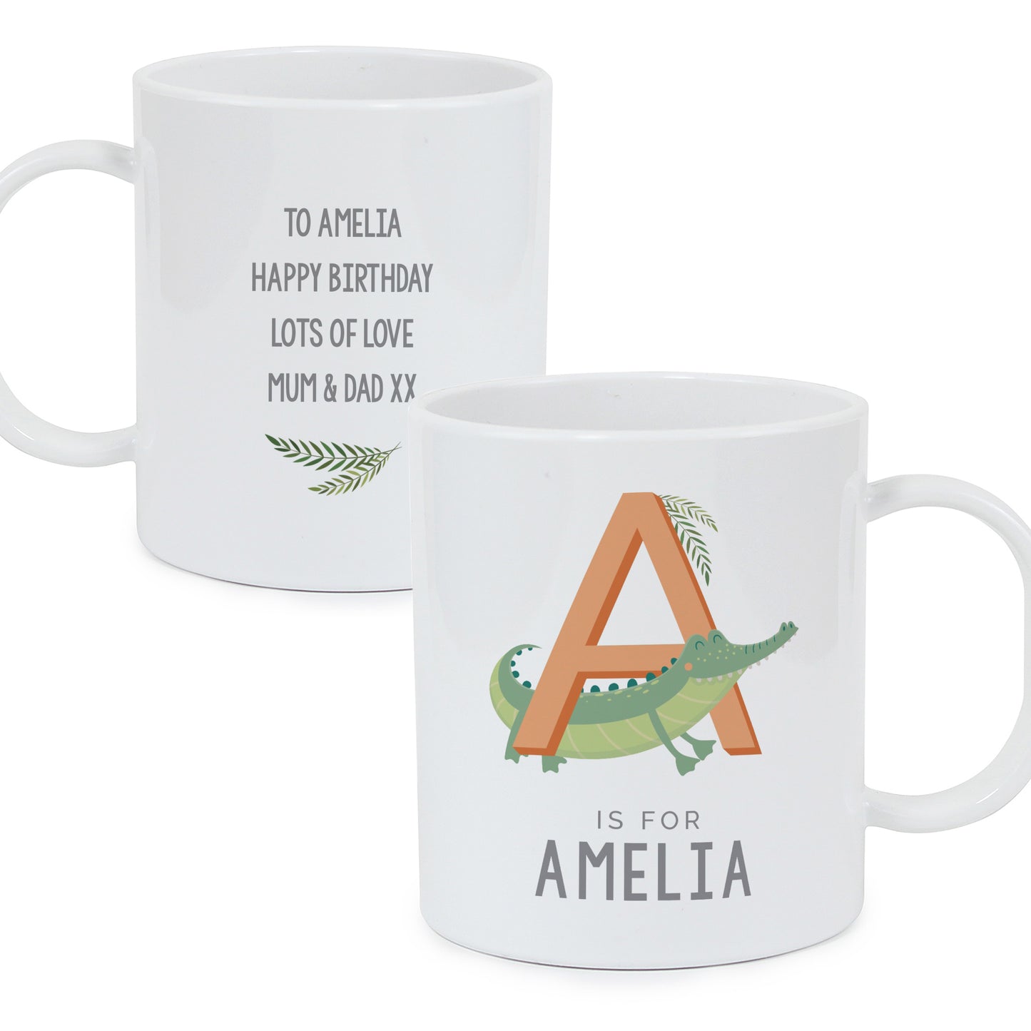 Personalised Animal Alphabet Plastic Mug - MK&JD Gifts
