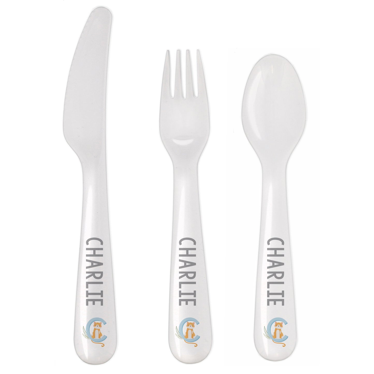 Personalised Animal Alphabet Plastic Cutlery - MK&JD Gifts