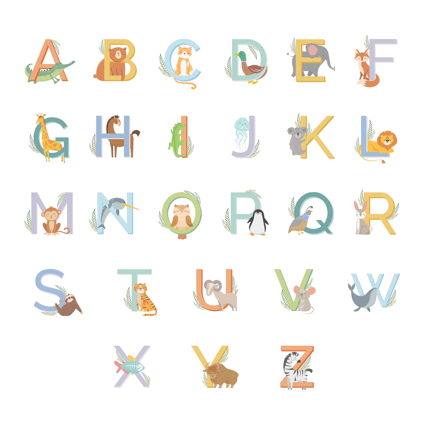 Personalised Animal Alphabet Plastic Cutlery - MK&JD Gifts