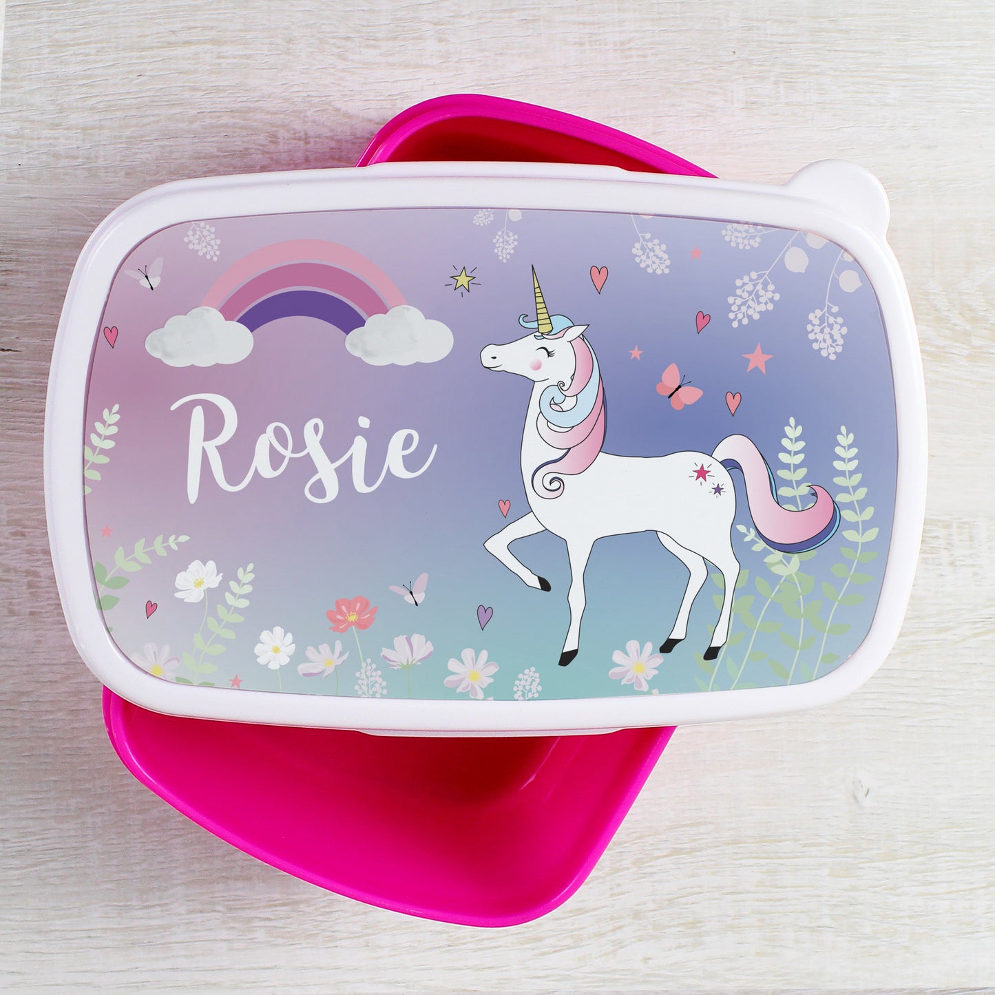 Personalised Unicorn Name Only Pink Lunch Box - MK&JD Gifts