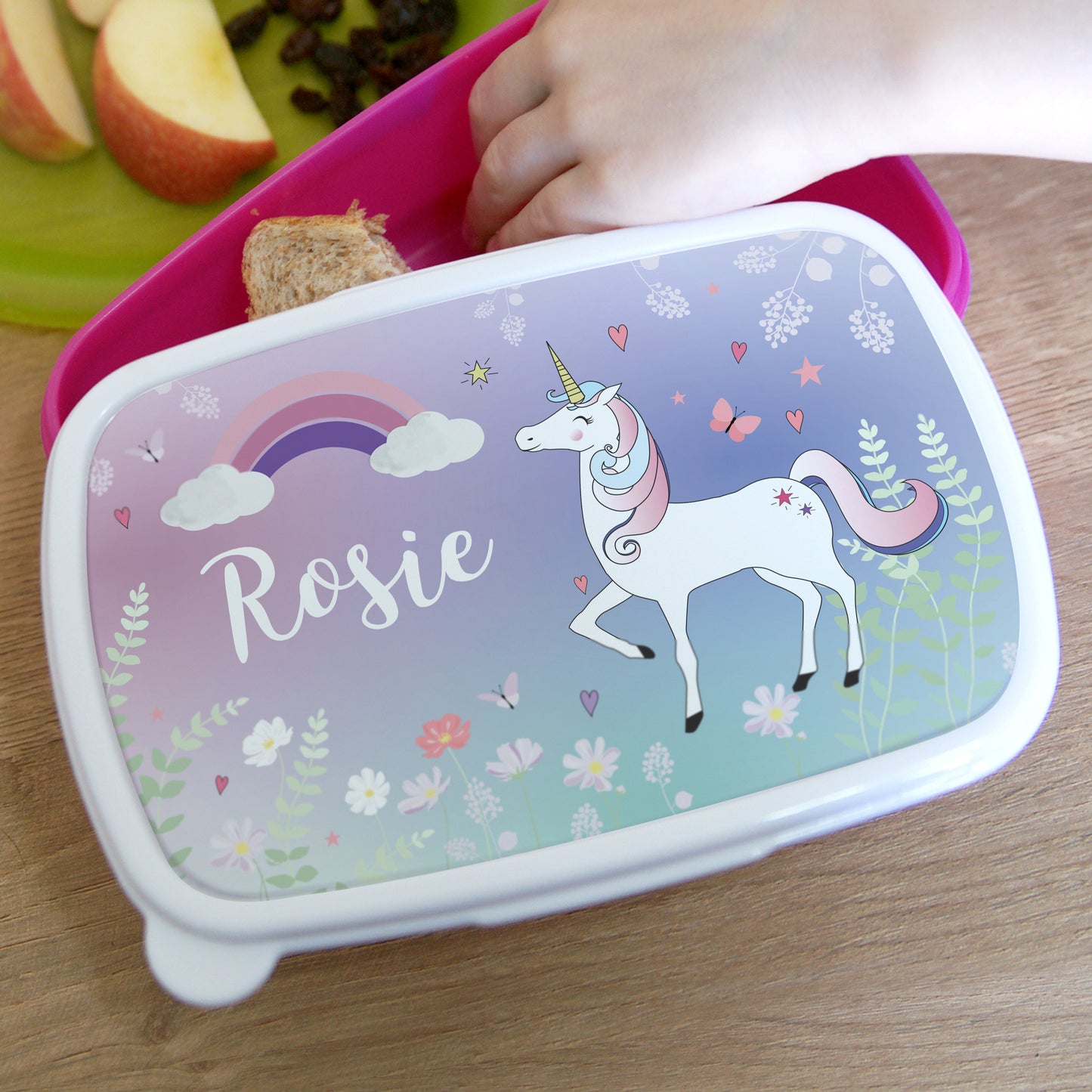 Personalised Unicorn Name Only Pink Lunch Box - MK&JD Gifts