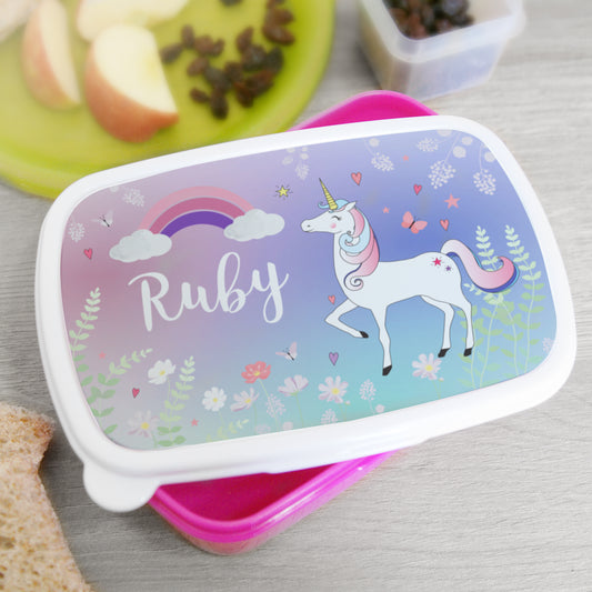 Personalised Unicorn Name Only Pink Lunch Box - MK&JD Gifts