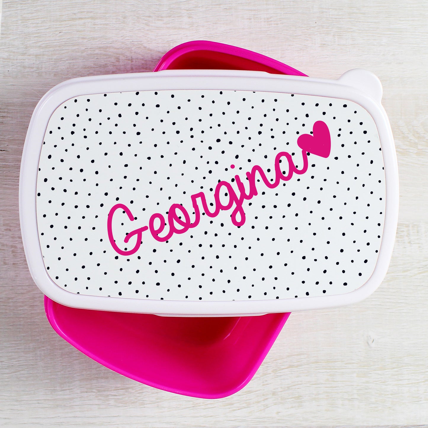 Personalised Pink Heart Name Only Pink Lunch Box - MK&JD Gifts