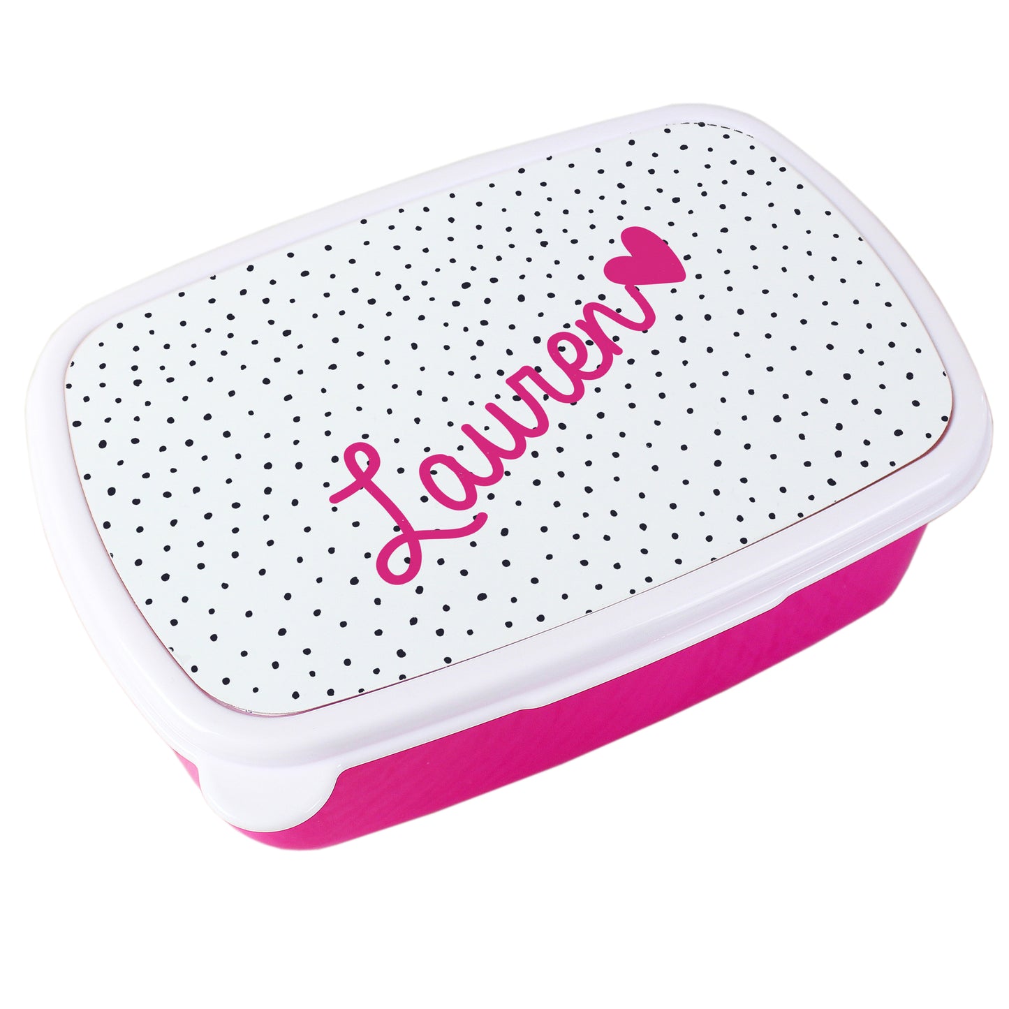 Personalised Pink Heart Name Only Pink Lunch Box - MK&JD Gifts