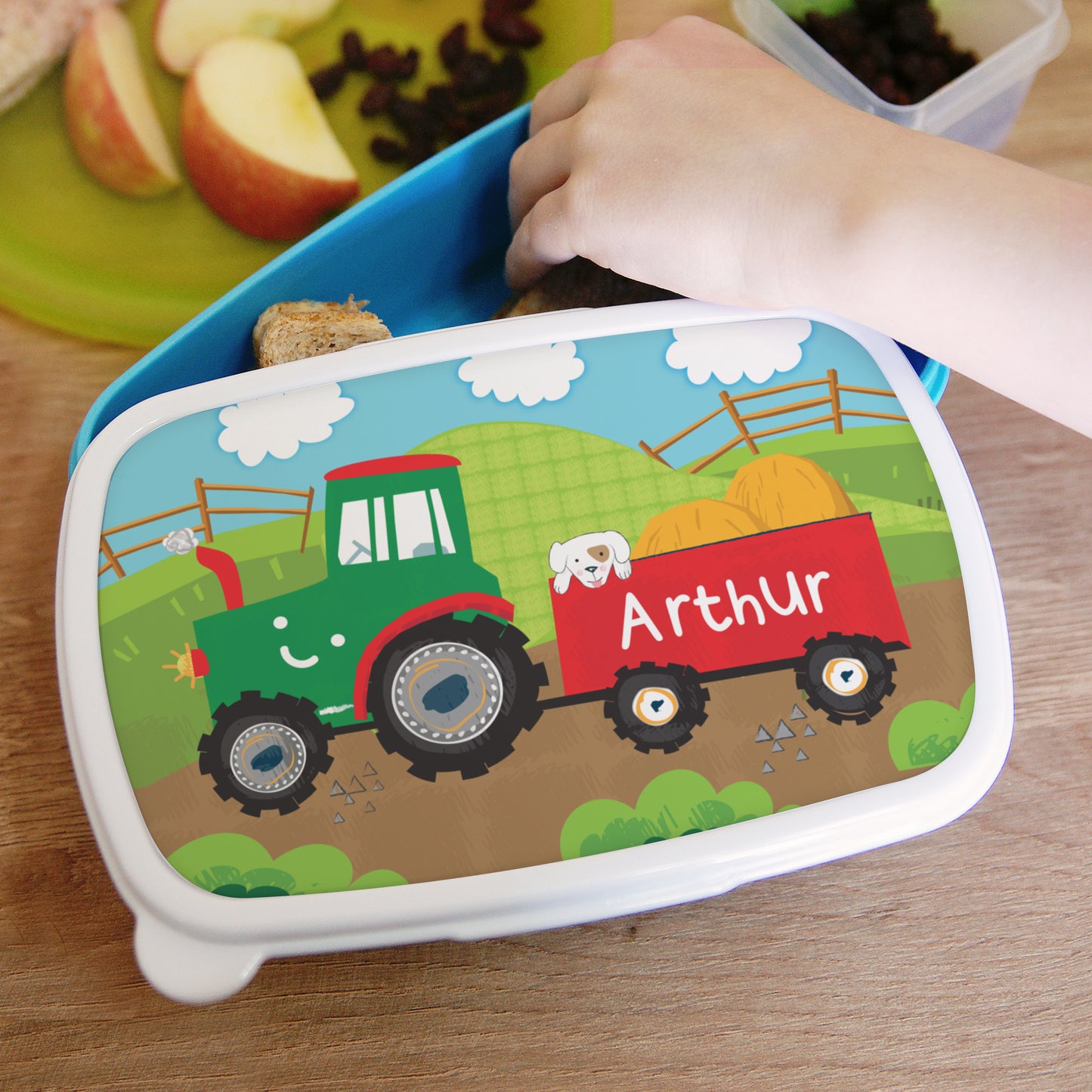 Personalised Tractor Name Only Blue Lunch Box - MK&JD Gifts