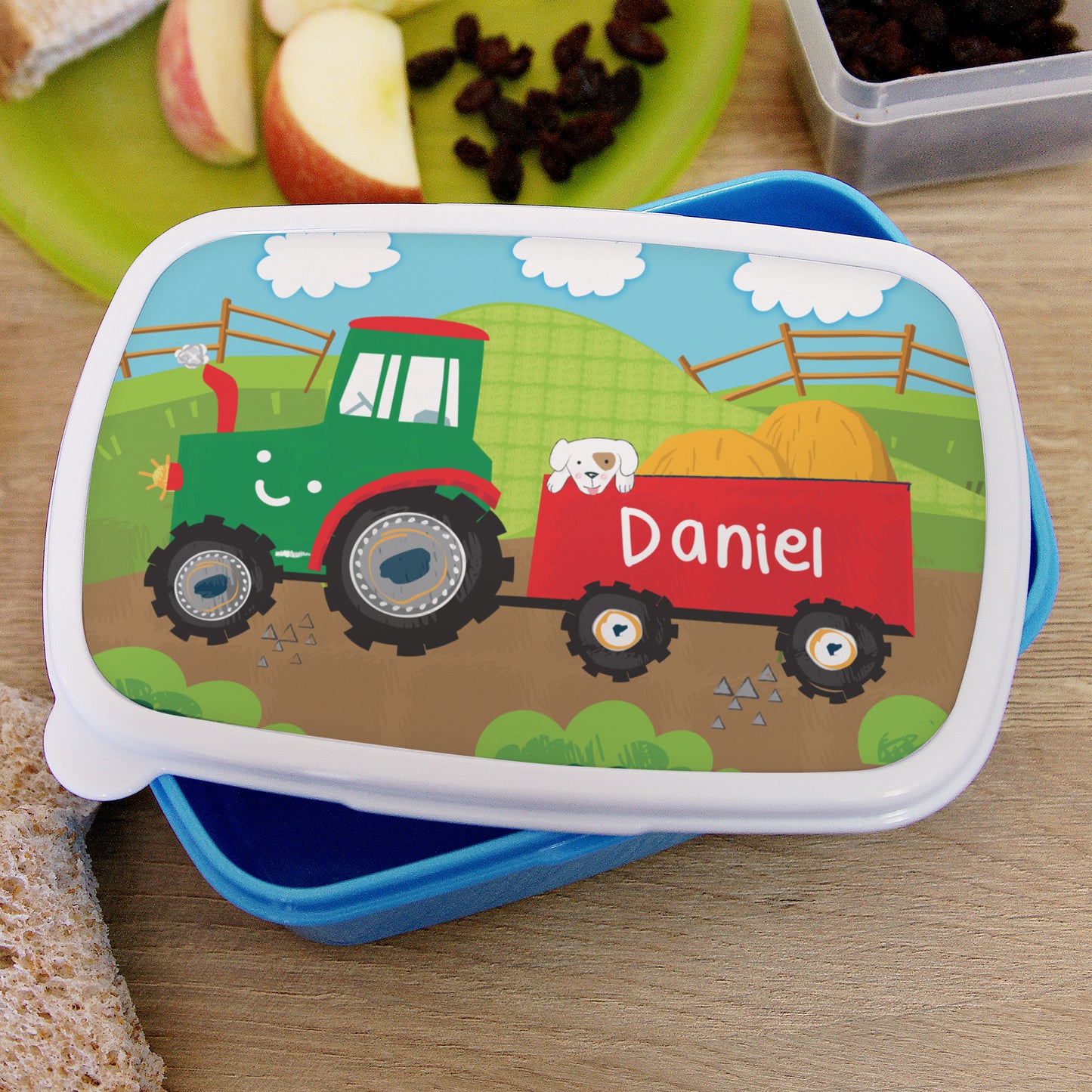 Personalised Tractor Name Only Blue Lunch Box - MK&JD Gifts