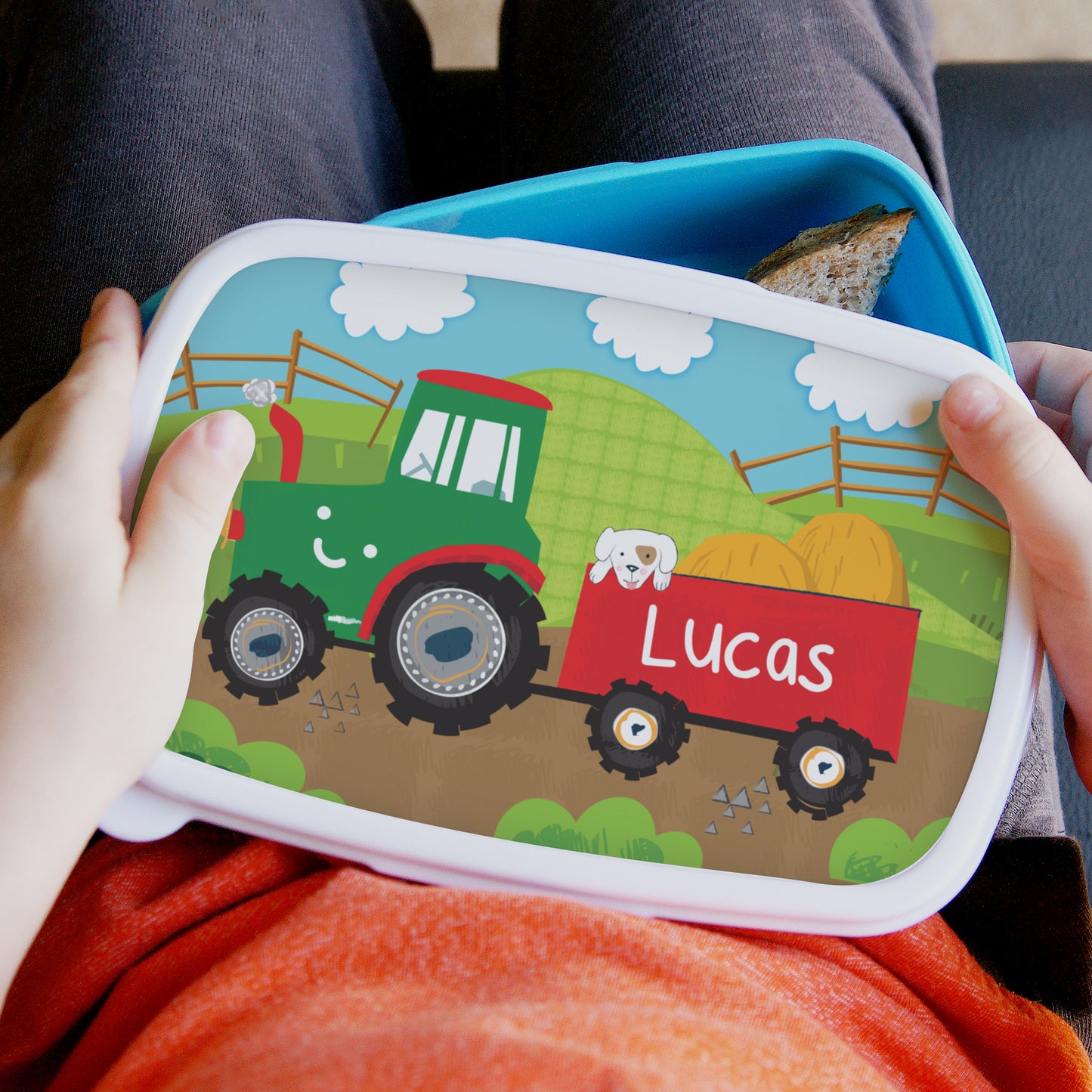 Personalised Tractor Name Only Blue Lunch Box - MK&JD Gifts