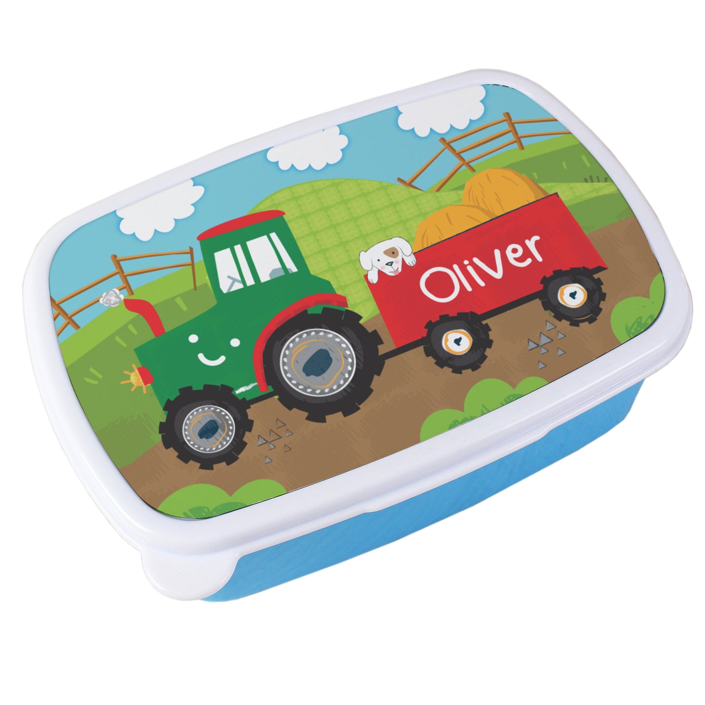Personalised Tractor Name Only Blue Lunch Box - MK&JD Gifts