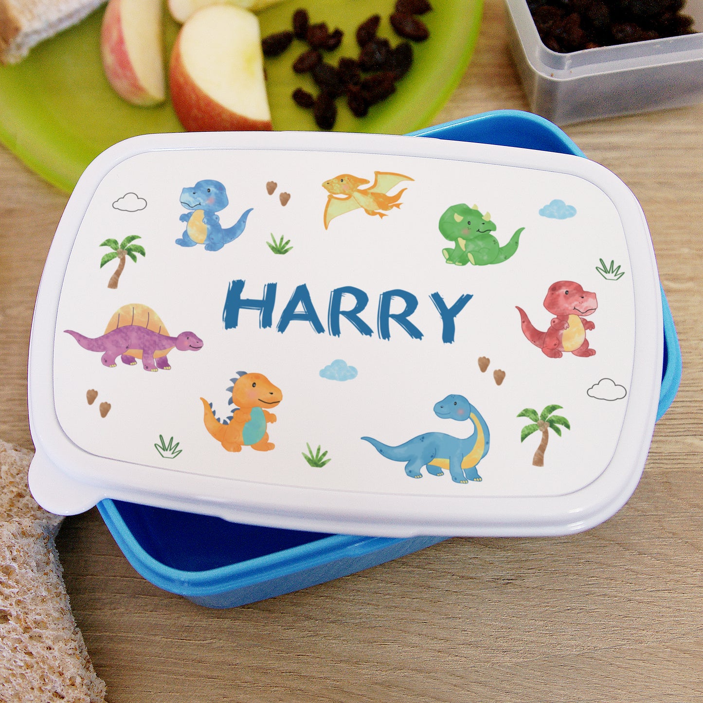 Personalised Dinosaur Name Only Blue Lunch Box - MK&JD Gifts