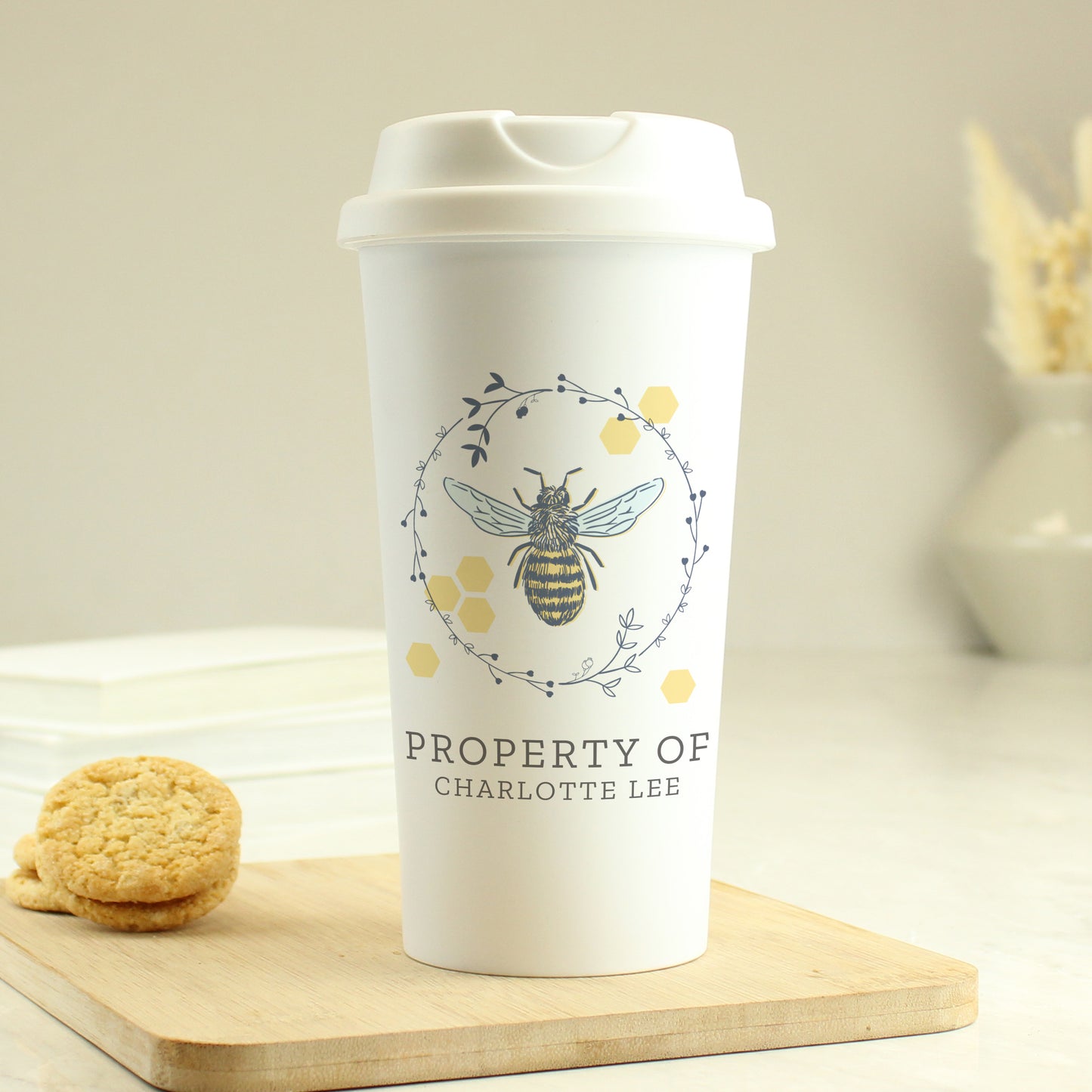 Personalised Bee Insulated Travel Cup - MK&JD Gifts