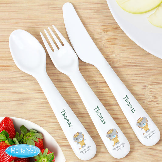 Personalised Tiny Tatty Teddy Jungle Animals Plastic 3 Piece Cutlery Set - MK&JD Gifts