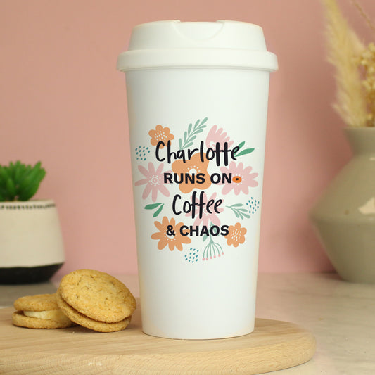 Personalised Floral Travel Mug - MK&JD Gifts
