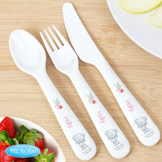 Personalised Tiny Tatty Teddy Woodland Animal 3 Piece Cutlery Set - MK&JD Gifts