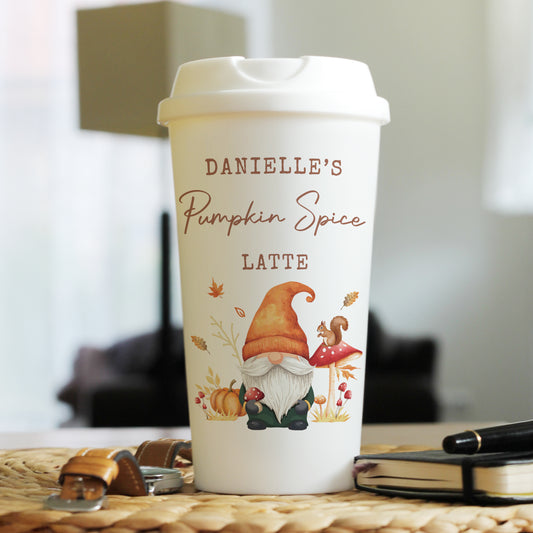 Personalised Autumn Gonk Travel Cup - MK&JD Gifts
