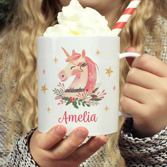 Personalised Unicorn Christmas Plastic Mug - MK&JD Gifts