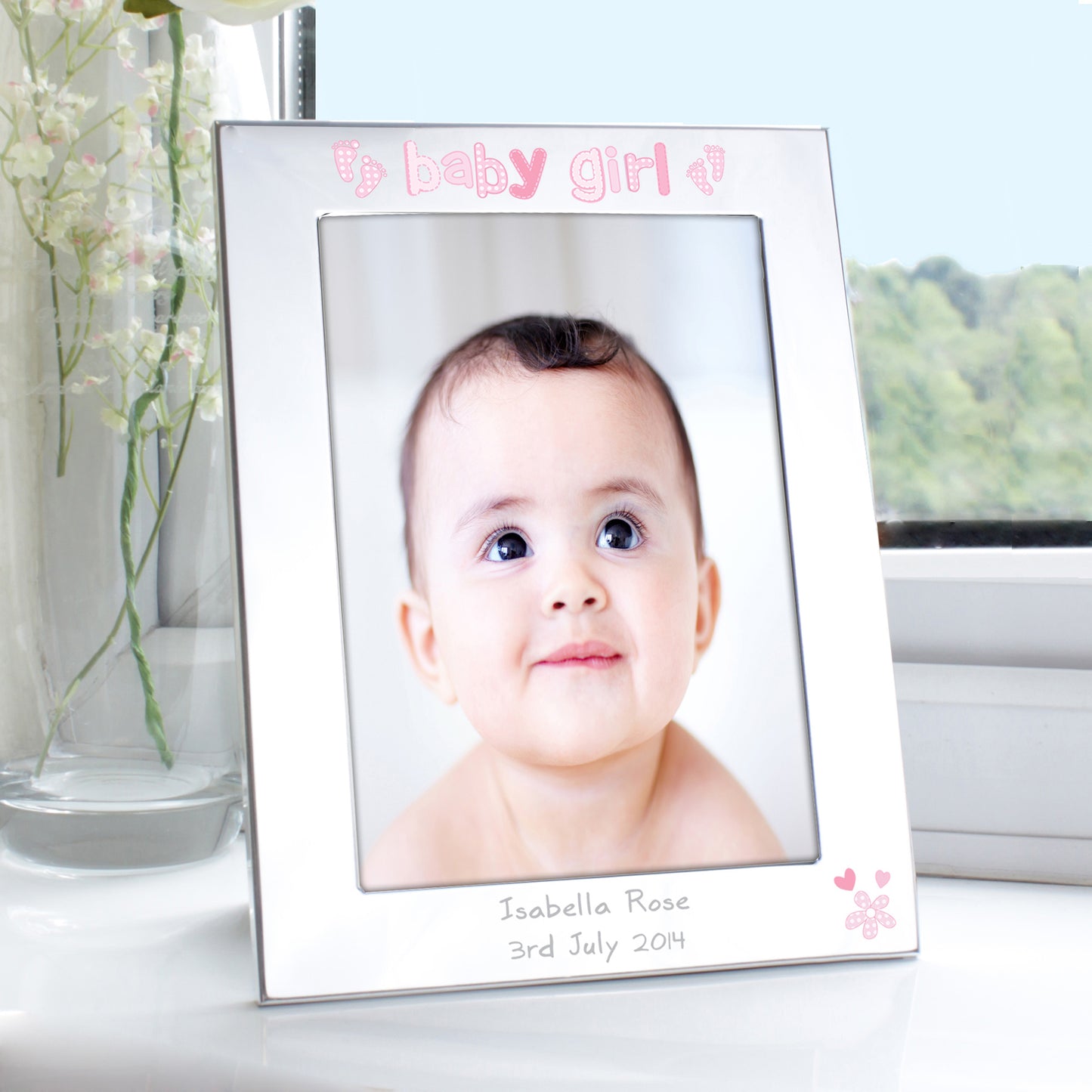 Personalised Silver 5x7 Baby Girl Photo Frame - MK&JD Gifts