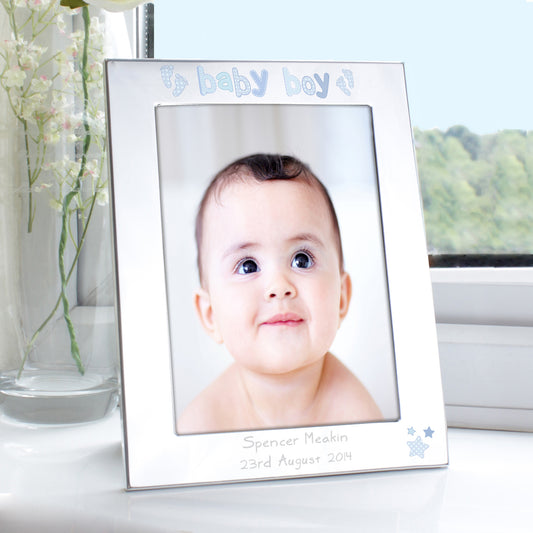 Personalised Silver 5x7 Baby Boy Photo Frame - MK&JD Gifts